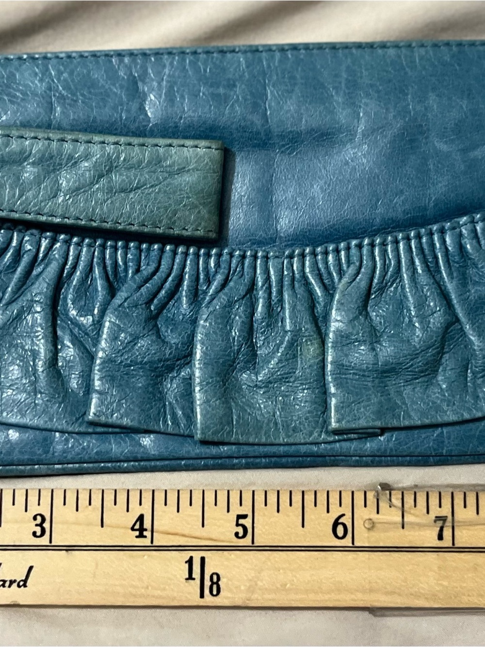 HOBO Teal Exterior Lime Interior Leather Zip Wristlet
